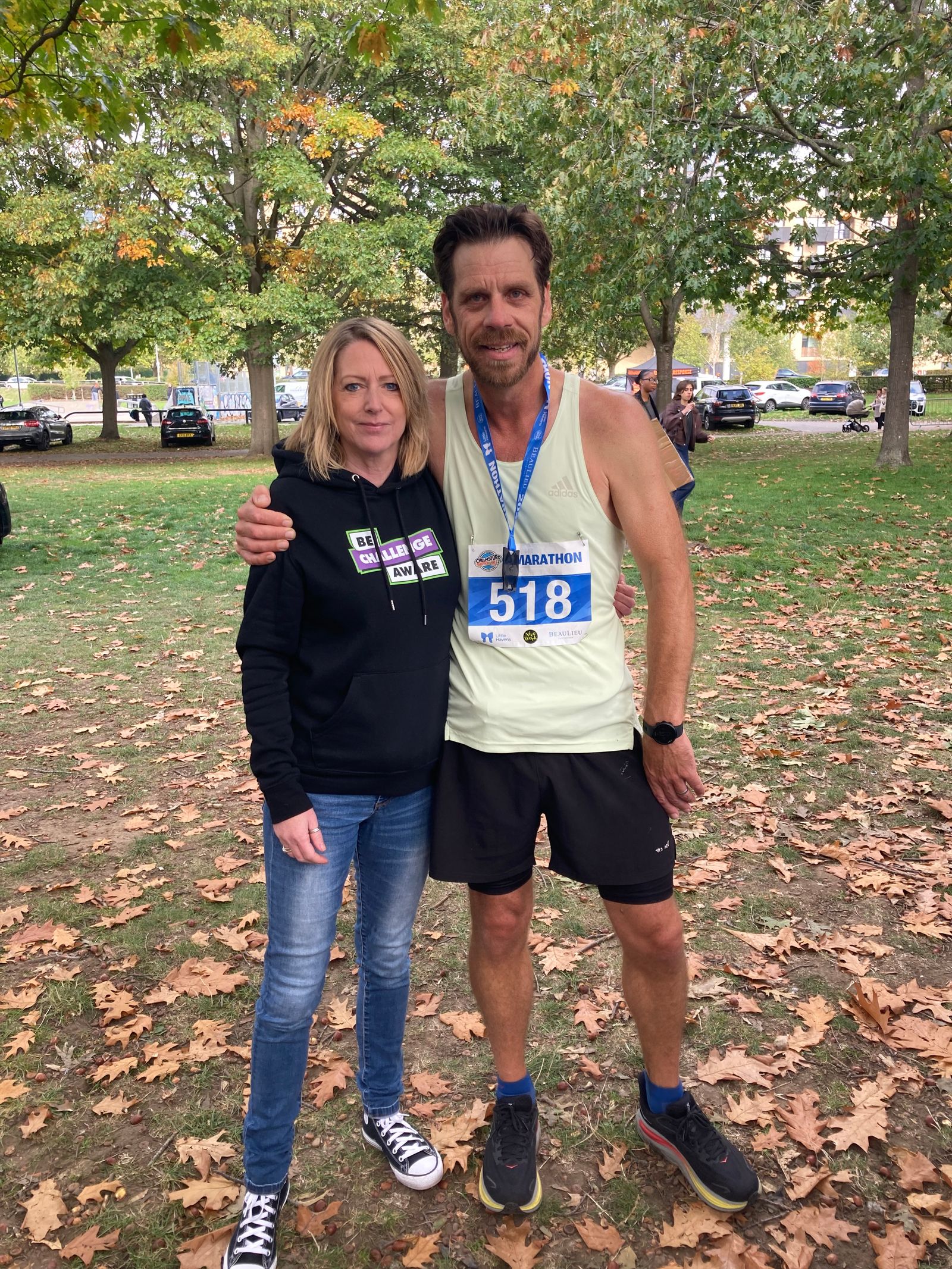 Mark Saunders completes the Chelmsford Marathon